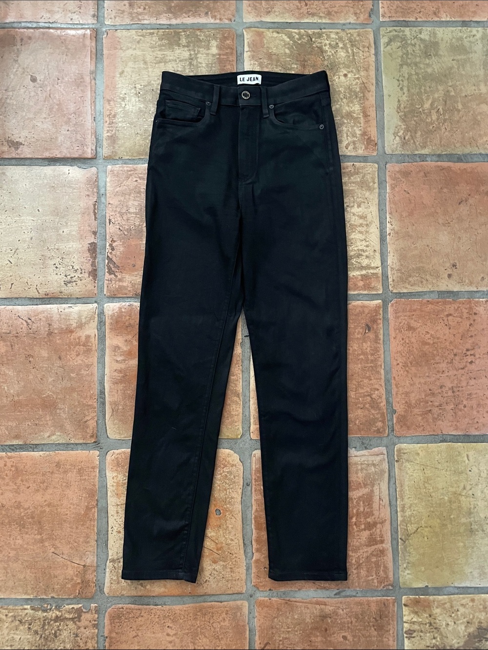 Price Drop 🔷 Le Jean Size 27 Black Coated Denim High Rise Lara Slim Jeans 🚀